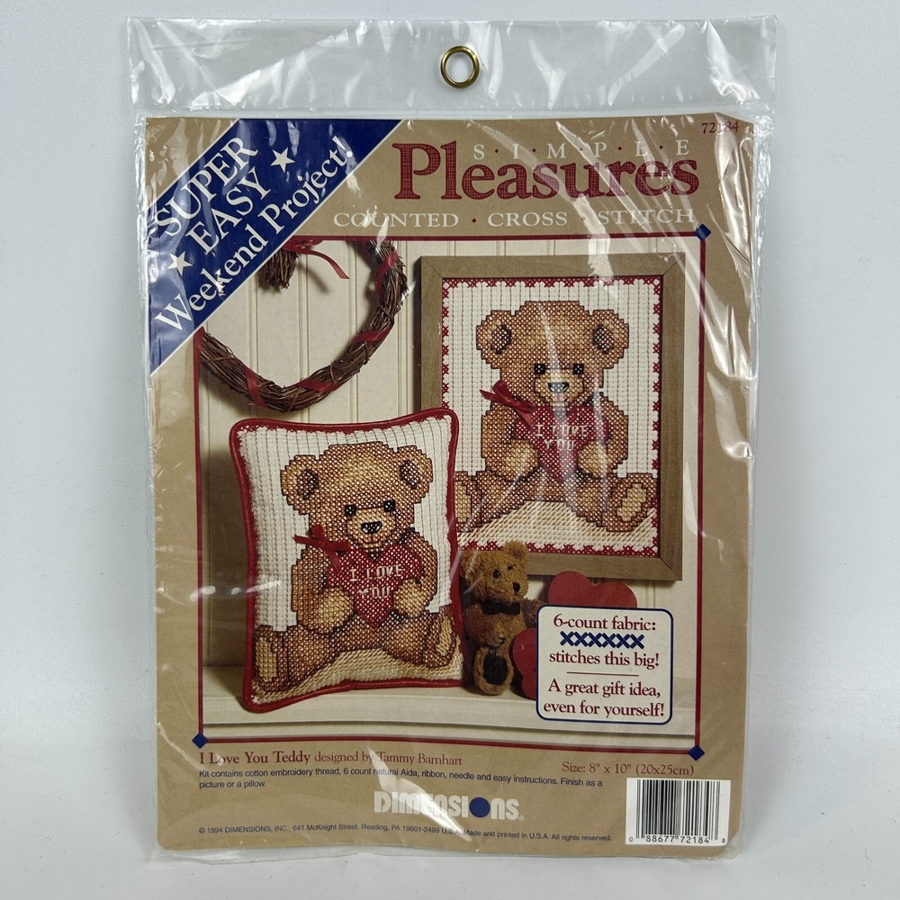 Dimensions‎ 72184 Simple Pleasures I Love You Teddy Counted Cross Stitch 8 X 10